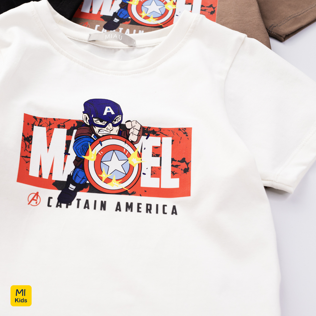 Áo Phông Cho Bé Họa tiết Siêu Nhân Chất thun Cotton Co Giãn Mềm Mại Mặc Hè Thoáng Mát -  Quần Áo Trẻ Em MIKIDS