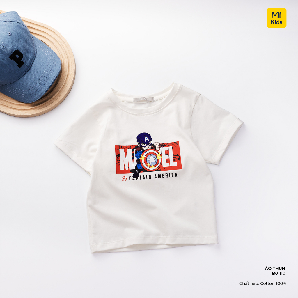 Áo Phông Cho Bé Họa tiết Siêu Nhân Chất thun Cotton Co Giãn Mềm Mại Mặc Hè Thoáng Mát -  Quần Áo Trẻ Em MIKIDS