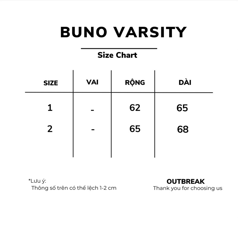 OUTBREAK - ÁO KHOÁC CHẦN BÔNG DÀY *BUNO VARSITY JACKET*