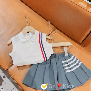 Set váy 2 sọc đen đỏ bé gái