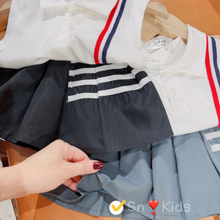 Set váy 2 sọc đen đỏ bé gái