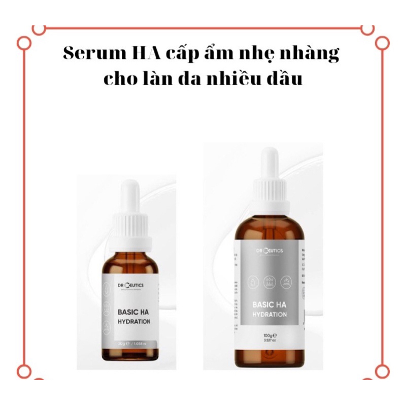 Serum cấp ẩm làm dịu da Drceutics Basic HA Hydration