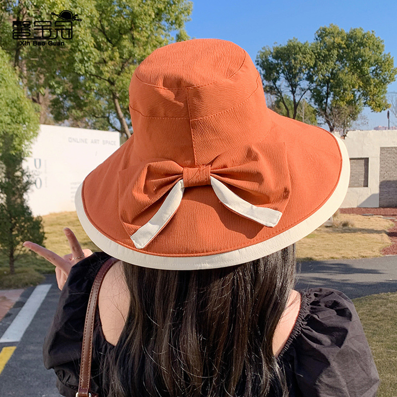 Nón Vải Đi Biển Chống Nắng Chặn Tia UV Đính Nơ Phối Viền RQN2300