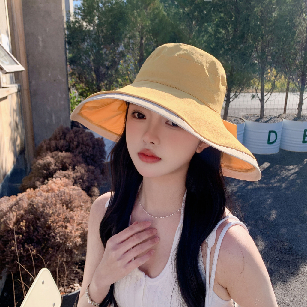 Nón Vải Đi Biển Chống Nắng Chặn Tia UV Đính Nơ Phối Viền RQN2300