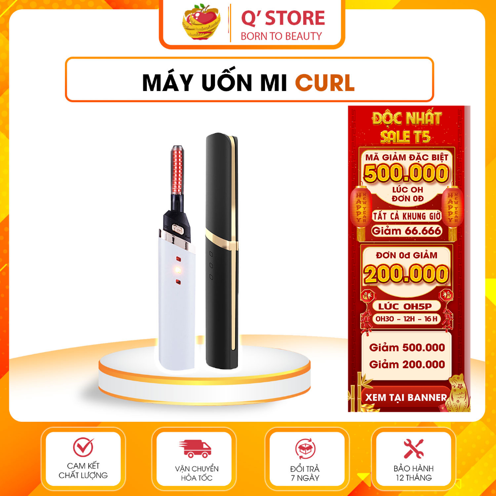 Máy uốn mi nhiệt Curl, Uốn mi cong tự nhiên, nhanh chóng, 3 Chế Độ Tích Hợp Sạc Điện Cổng USB BẢO HÀNH 6 THÁNG QStore
