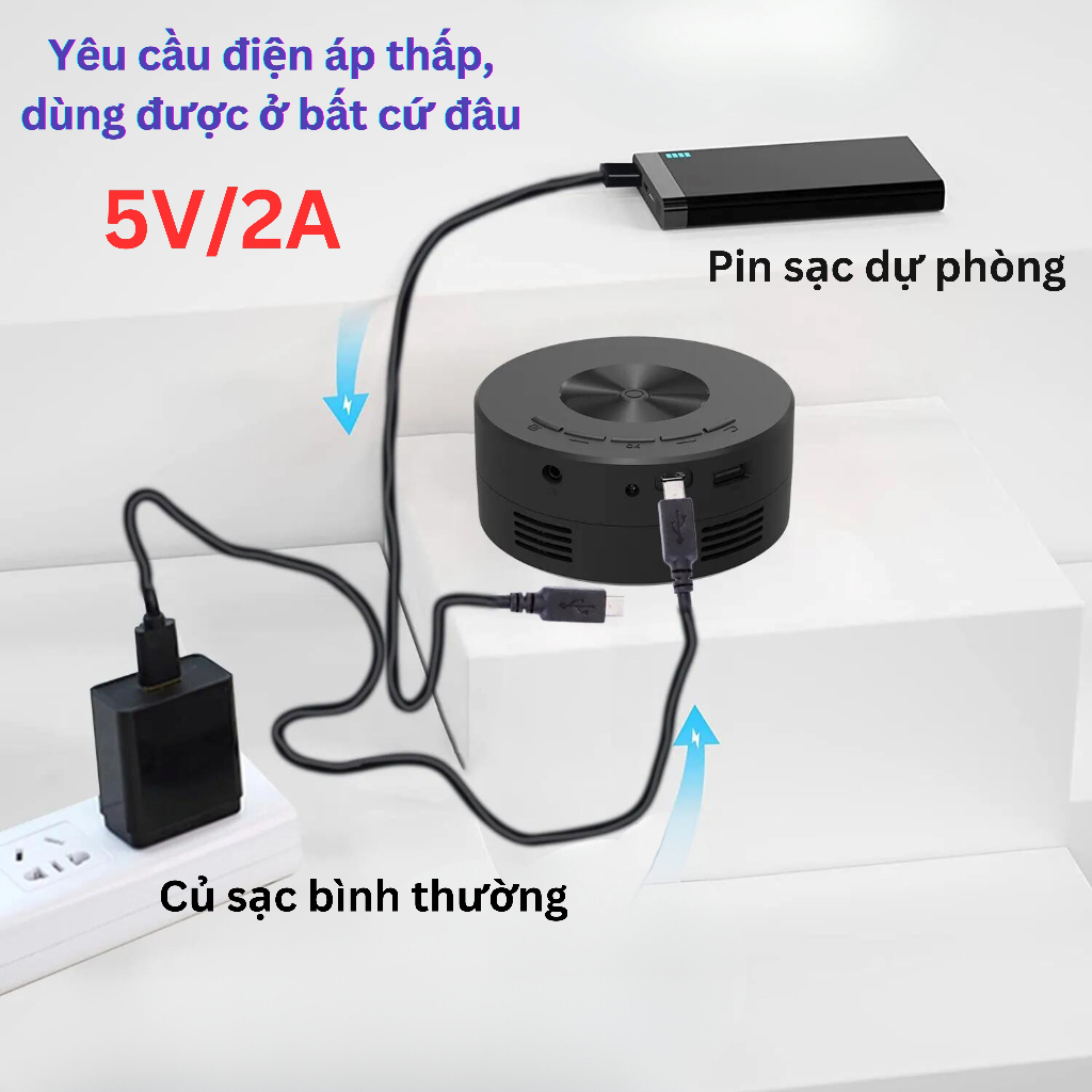 Máy Chiếu Mini LED Rotundity YT200 Độ Phân Giải Full HD 1080p cho điện thoại, hỗ trợ chiếu màn hình đến 100 inches