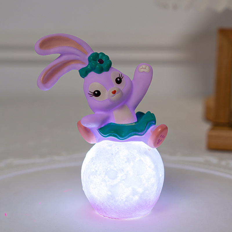 Đèn ngủ mini để bàn thỏ tím - Decor đèn trang trí phòng ngủ - Quà tặng đáng yêu