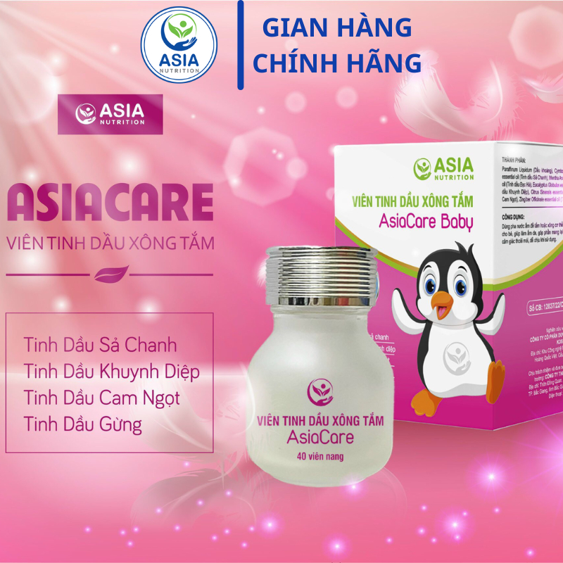 Viên tinh dầu xông tắm Asiacare Baby jindo 40 viên nang tác dụng làm ấm da, thoải mái cho bé khi sử dụng