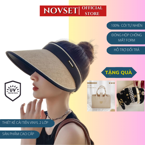 Nón cói nửa đầu NOVSET Nón chóp nữ logo chữ G cao cấp chắc chắn