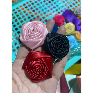 Set 10 hoa hồng ruy băng size 3,5-4cm mix màu