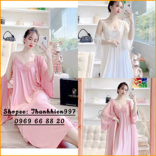 Đầm ngủ công chúa + áo choàng lưới cao cấp quảng châu