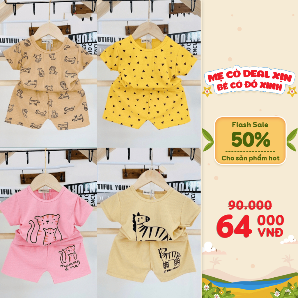 Đồ Bộ Bé Gái Cộc Tay Mèo Be Bamikids Set Quần Áo Trẻ Em Chất Tăm 0-3 Tuổi Bộ Thun Cotton Mềm Mịn Co Giãn - BBK5.3