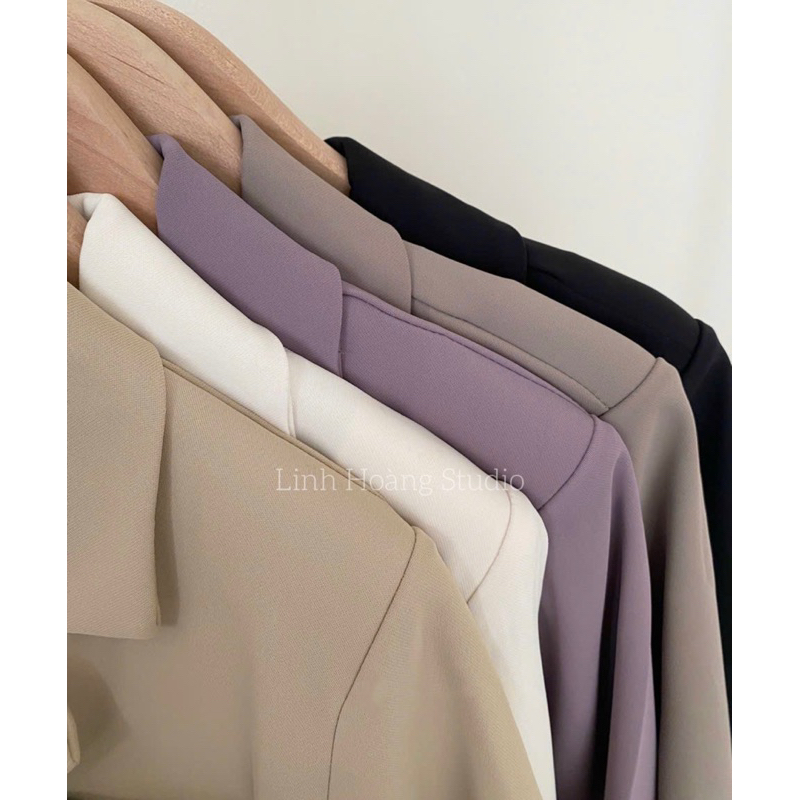 Áo blazer cộc tay-áo vest dáng lửng chất mát