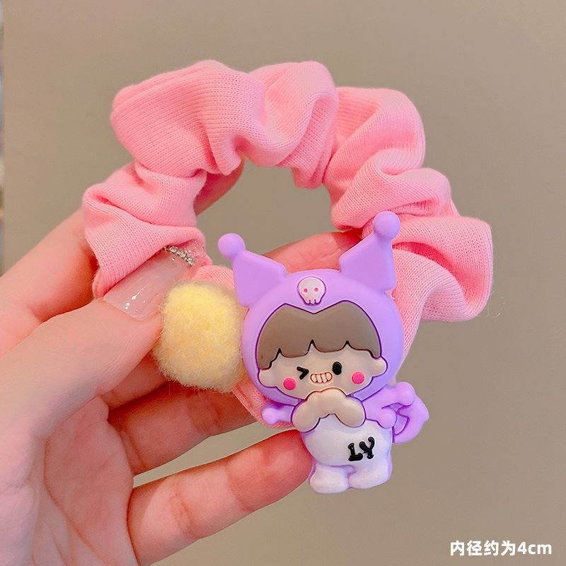 SET 5 Dây Chun Thun Buộc Tóc Vải HGVN Bản To Đính Cham Hoạt Hình Cỡ Lớn Có Thể Làm Vòng Tay Dành Cho Bé Gái