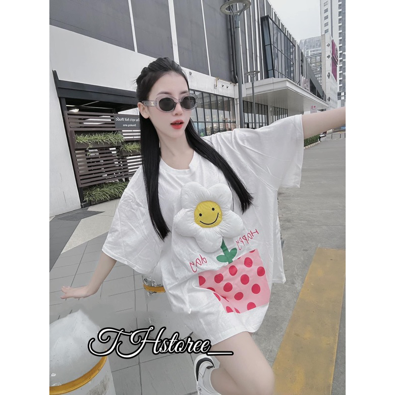 Áo phông from rộng QC hoa Daisy nhồi gòn siêu xinh THSTOREE