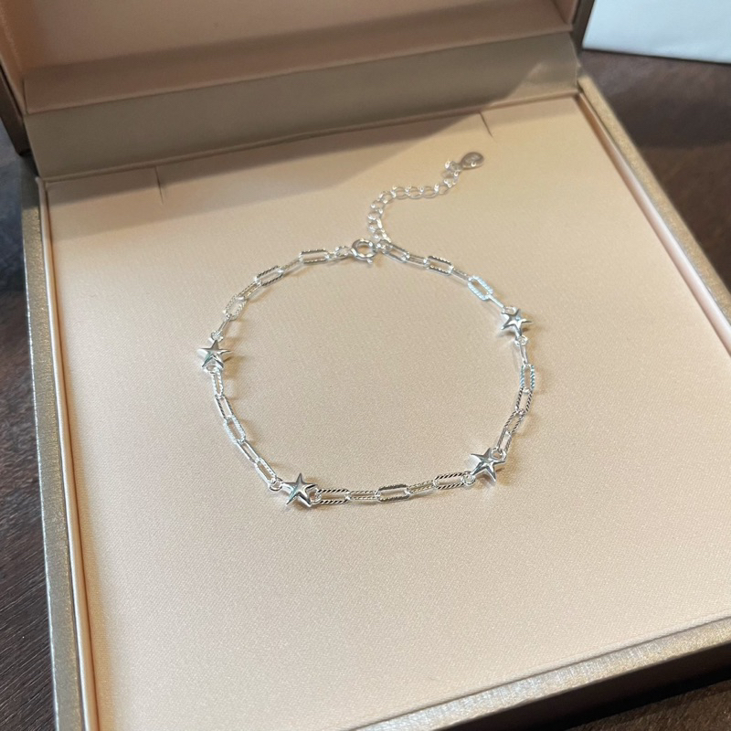 Lắc Tay Bạc Nữ Đai Xích Mix Ngôi Sao Xinh Xắn Cá Tính Lt026 - Trang Sức MINA JEWELRY