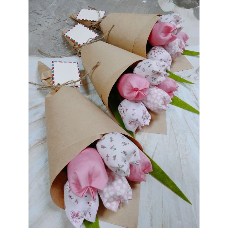 Bó hoa tulip vải handmade