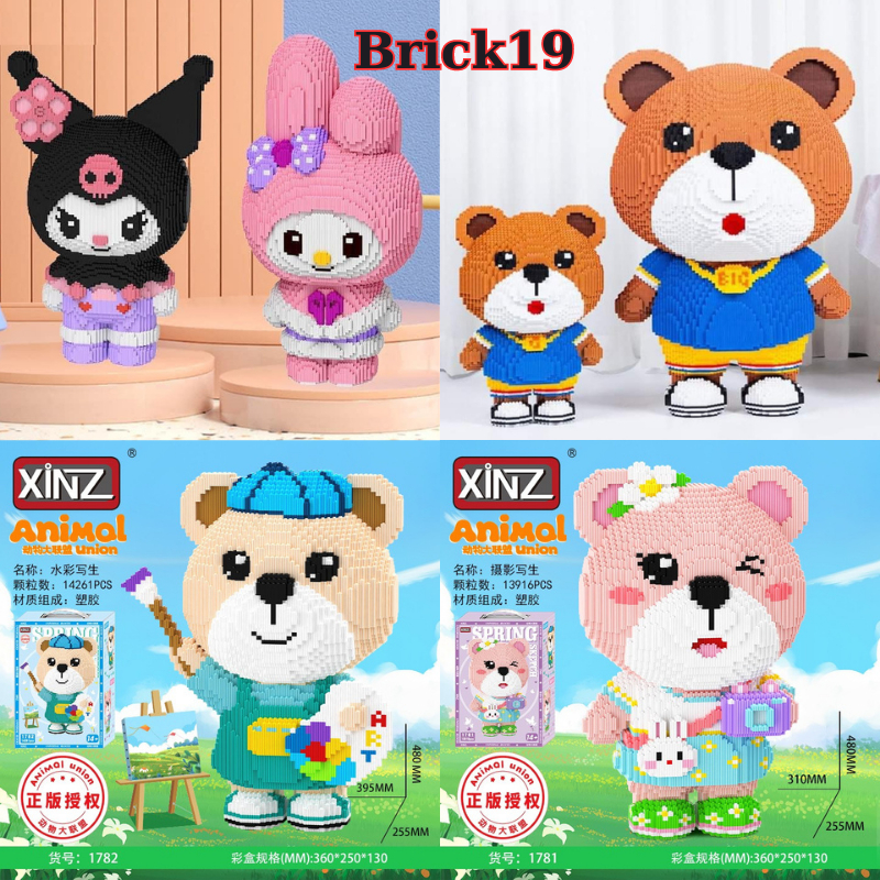 Mô hình Thỏ Melody 55cm , Lắp ráp Kuromi 52cm, Đồ chơi mô hình thỏ hồng melody chuẩn xinz