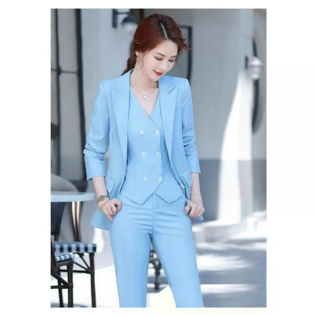 Set Áo Vest 2 Lớp Tay Dài + Quần Dài + Ghi Lê TJ33 - Xanh