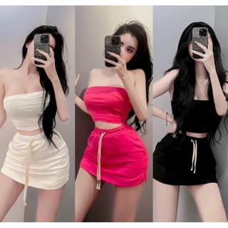 Set áo ống chân váy rút có quần