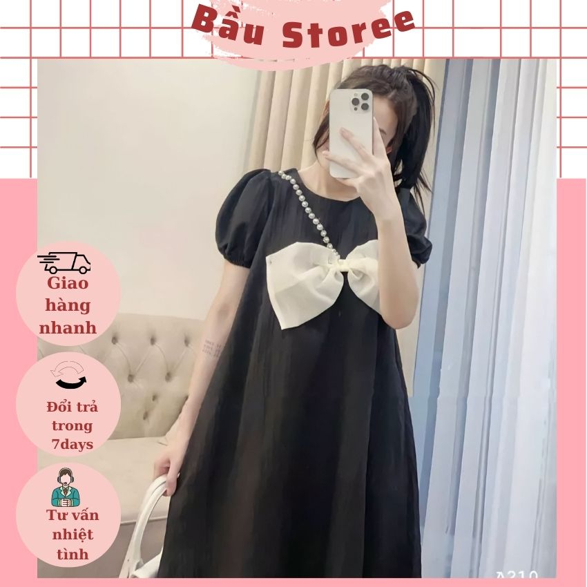 VÁY BẦU DỰ TIỆC THIẾT KẾ NƠ ĐIỆU ĐÀ- ĐẦM BẦU TIỂU THƯ SANG CHẢNH CHẤT GÂN TĂM