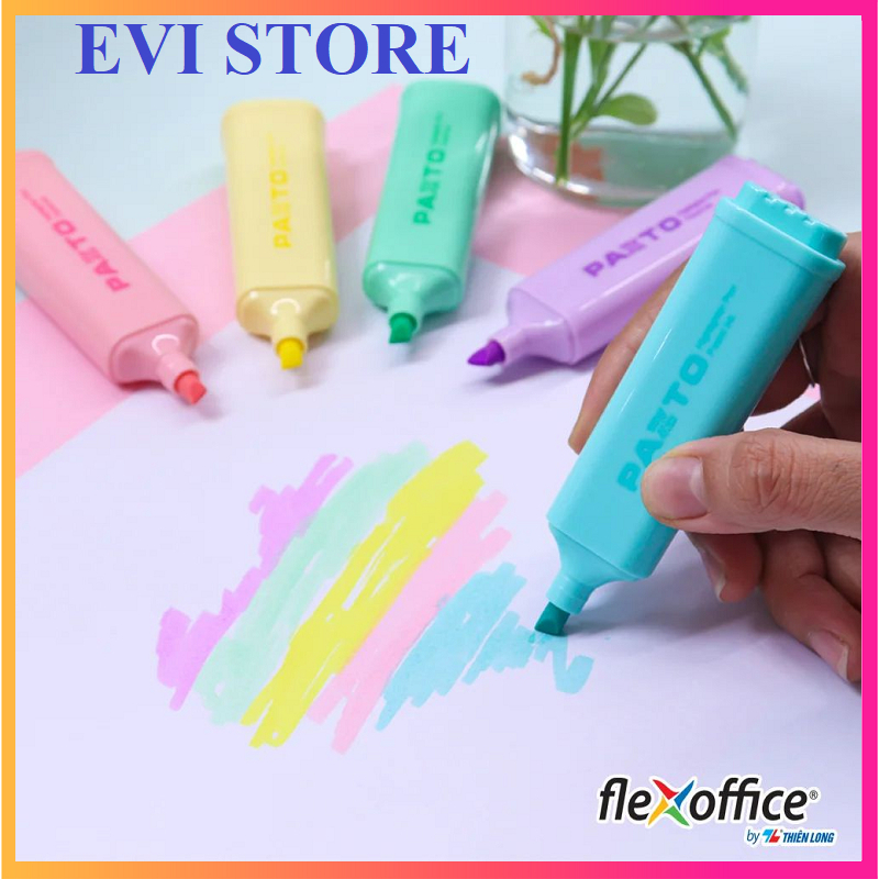 [Chọn màu] Bút dạ quang màu Pastel Thiên Long Flexoffice Pazto FO-HL009/VN - Bút nhớ dòng rửa được HL-009
