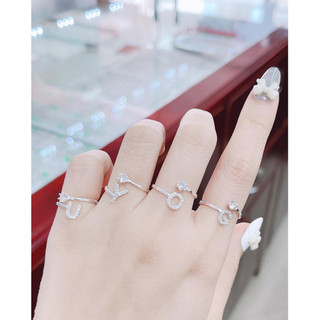 Nhẫn chữ cái , bạc ta dày dặn đính đá - bạc kim hưng