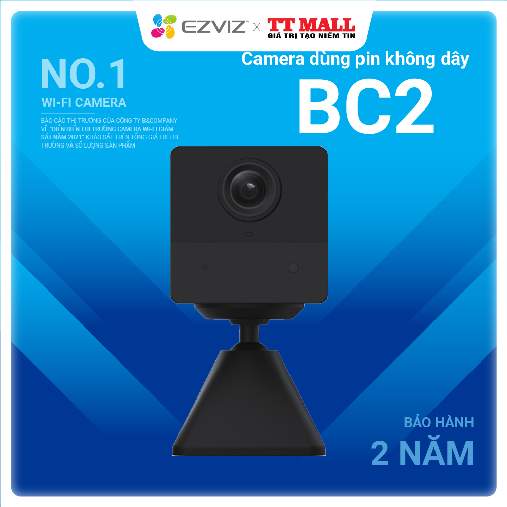 [Mã ELBAU4 giảm 4% đơn 500K] Camera wifi dùng pin sạc ezviz bc2 không Dây, FHD 1080P, Pin Sạc 2000 mAh , Đàm Thoại