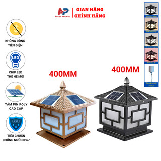  Đèn năng lượng mặt trời trụ cổng 400mm NHẬT PHONG SOLAR vỏ nhôm nguyên khối,điều khiển BH 12T 