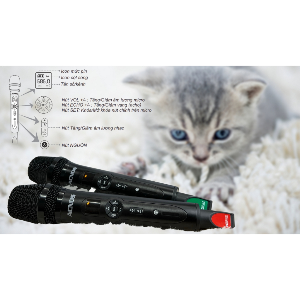 Vang số siêu nhỏ chỉnh app tích hợp Bluetooth & Micro không dây UHF ACNOS MI30E