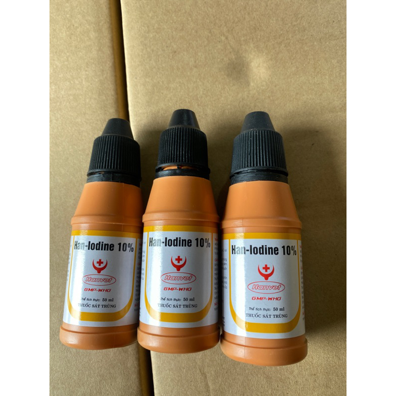 Lọ 50ml Han Iodine 10% - sát trùng vết thương, vết loét, khử trùng, bôi trực tiếp cho vật nuôi