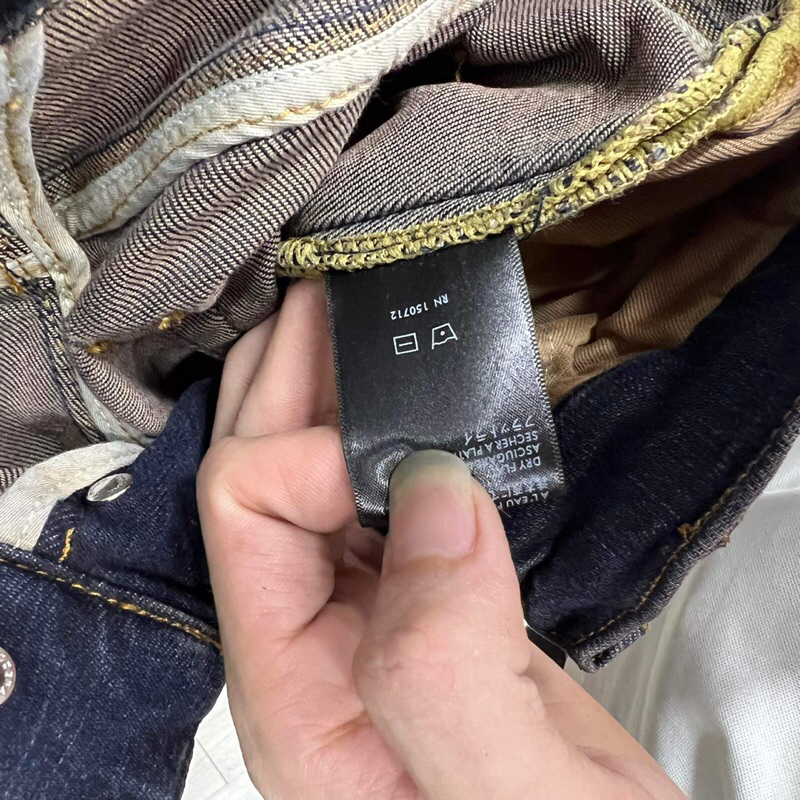 Quần bò amiri likeauu rách phối vải xanh sọc -6822