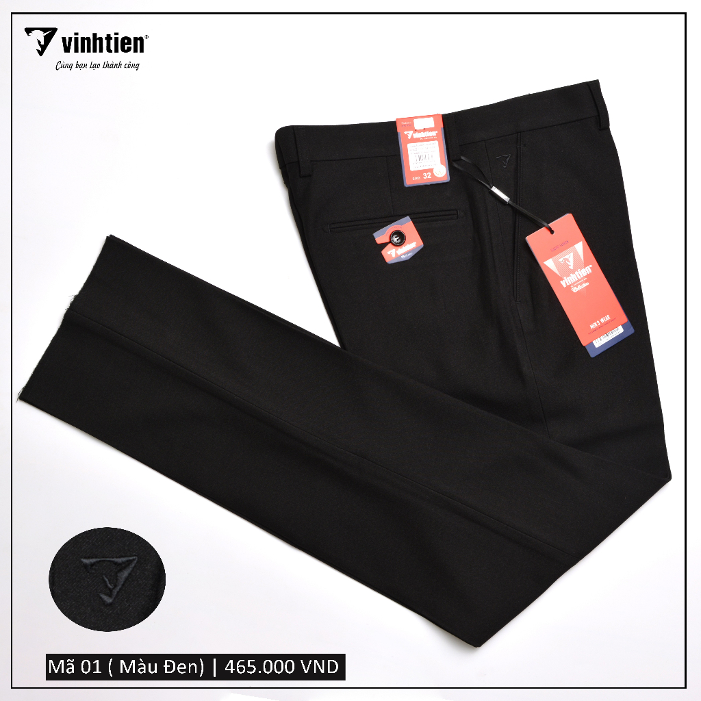 Quần Tây Nam Công Sở 0 Ly Classic Vĩnh Tiến 465 - Màu Đen Mã 01