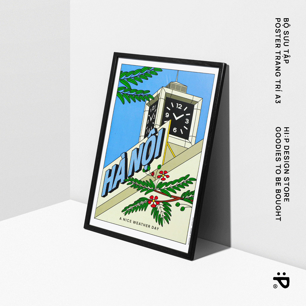 Poster treo tường giấy mỹ thuật HI PIECES cỡ A3 Văn hóa Hà Nội, A Nice Weather Day - Decor phòng ngủ, phòng làm việc