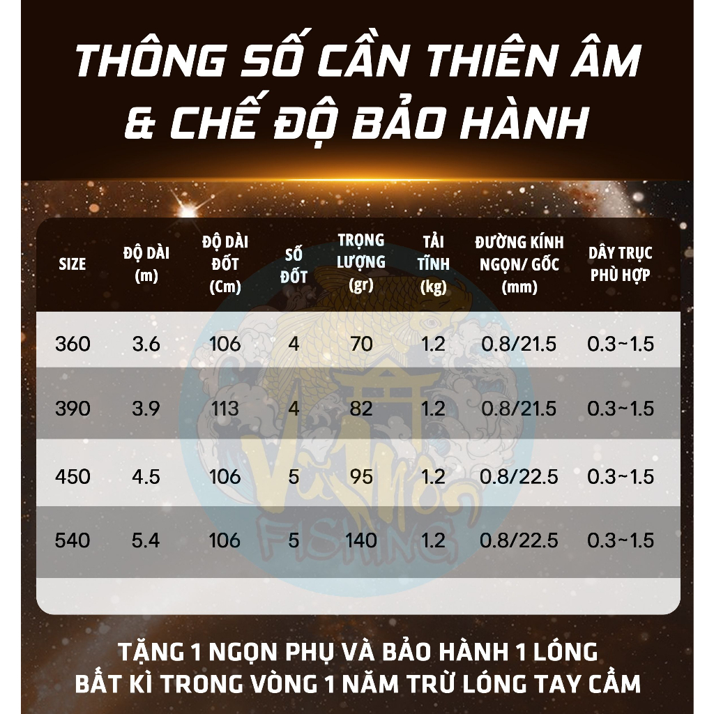 Cần Câu Tay Câu Đài Cao Cấp THIÊN ÂM Công Nghệ Mới Carbon T1100G - Vũ Môn Fishing