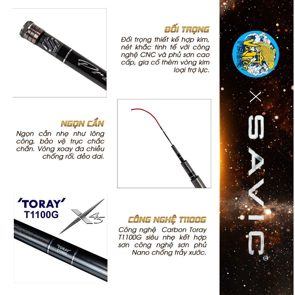 Cần Câu Tay Câu Đài Cao Cấp THIÊN ÂM Công Nghệ Mới Carbon T1100G - Vũ Môn Fishing