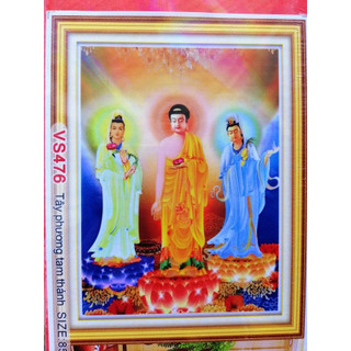 Tranh đính đá tam thế phật y8281 kích thước 85x50