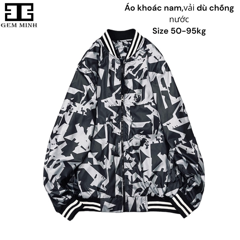 Áo khoác nam bomber hai lớp  áo gió nam bomber in hoa hoạ tiết độc lạ phong cách trẻ trung