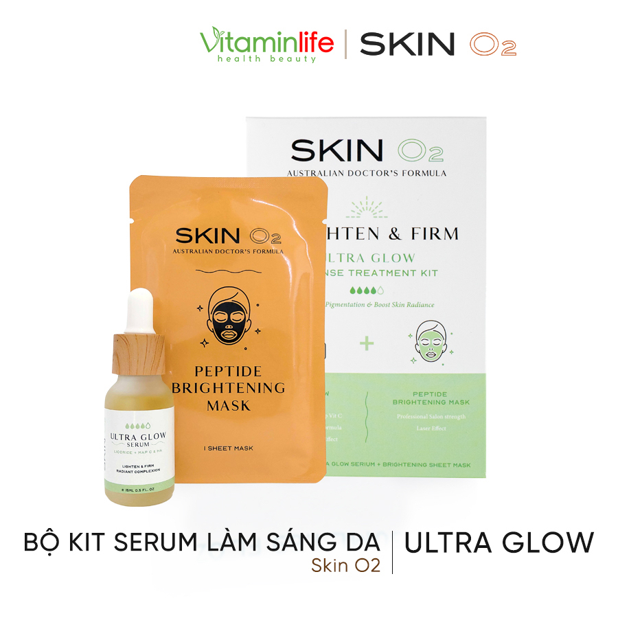 Bộ Kit Serum Làm Sáng Da Ultra Glow Skin O2 15ml - Dưỡng Trắng, Tái Tạo Làn Da