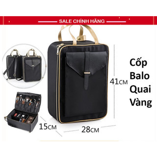 Cốp Balo Trang Điểm Viền Vàng Chuyên Nghiệp Cao Cấp