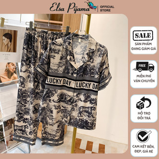 Bộ lụa mặc nhà bộ pijama lụa pijama dài tay cao cấp mát mềm mịn elsa pijama