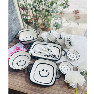 Bộ bát đĩa gốm sứ decor, Chén dĩa dễ thương, Bát ăn cơm, Bát ăn chè, Sét bát đĩa Smile siêu đẹp