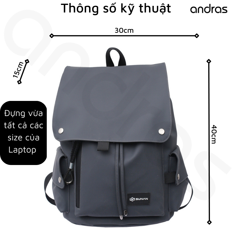 Balo nam nữ unisex đi học cao cấp đựng vừa laptop 15,7inch, Ba lô chống nước cặp sách nam nữ mini nhỏ gọn màu đen - BL08