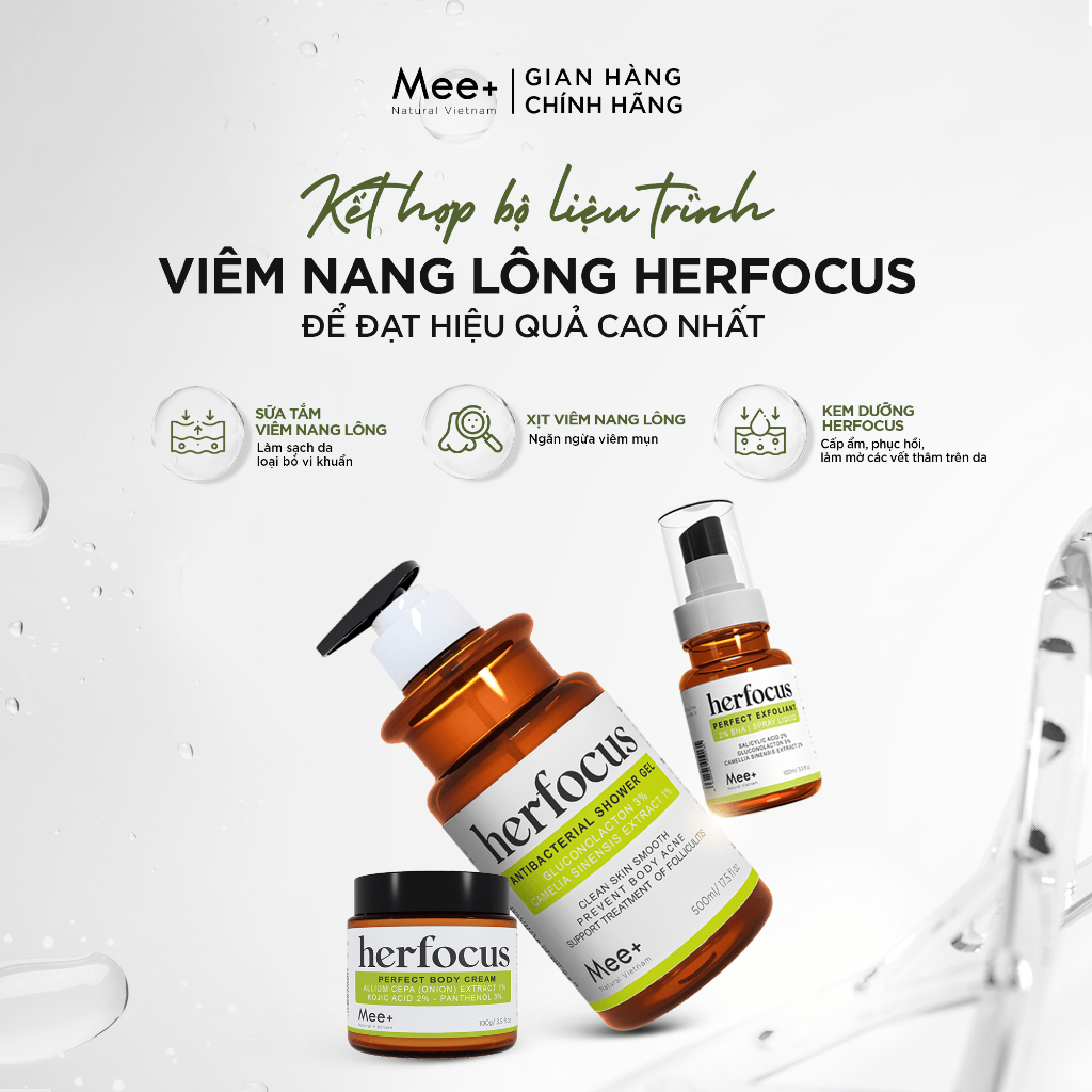 Bộ viêm nang lông, viêm lỗ chân lông thảo mộc viêm nang lông HERFOCUS, thu nhỏ lỗ chân lông, ngăn ngừa mụn Herfocus