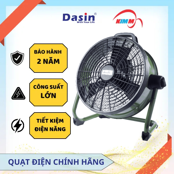 Quạt pin Dasin DHE-1845 (Dùng điện lẫn pin 4TIẾNG + đế sạc 21V 2A) (CHƯA BAO GỒM PIN)