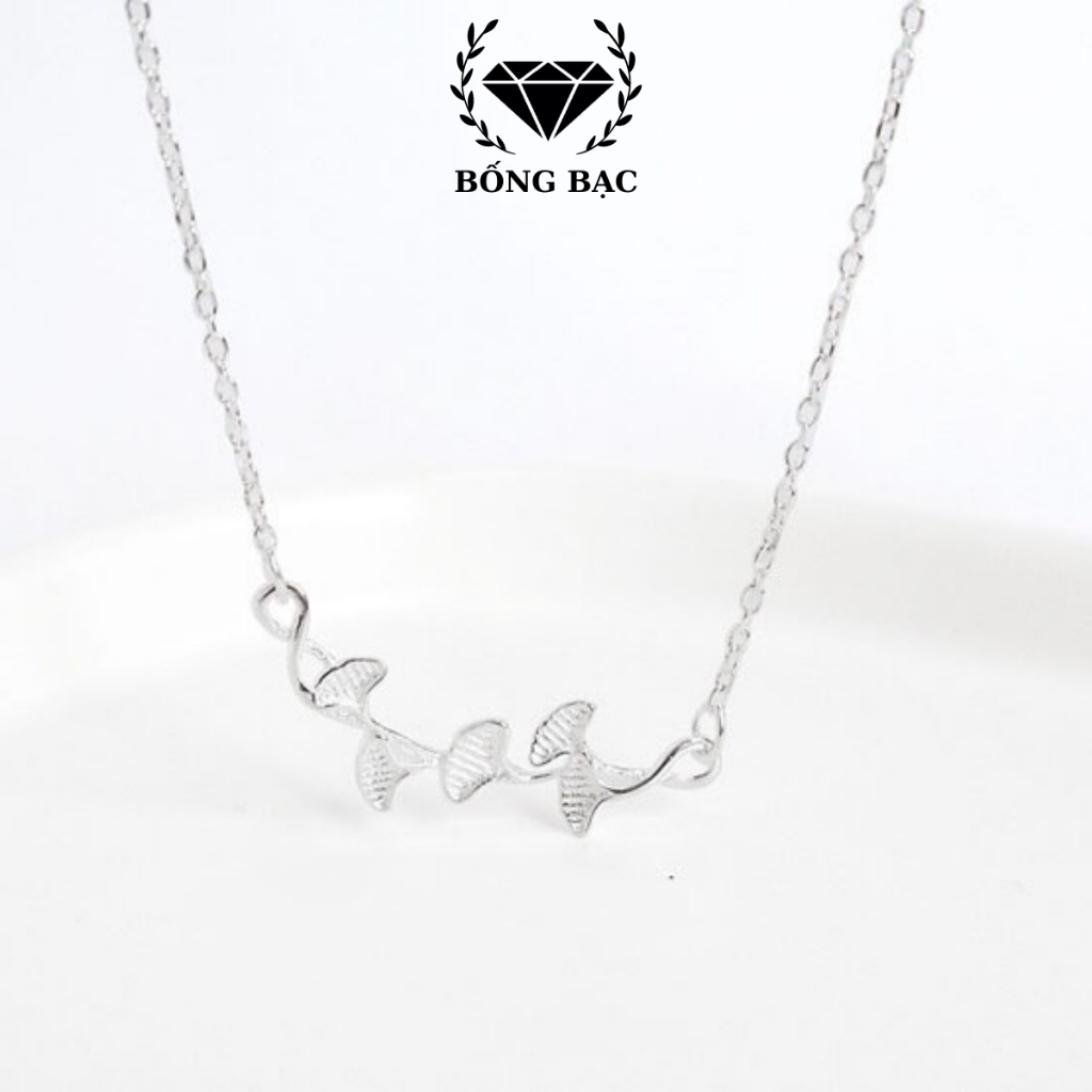 Vòng cổ bạc DC1009 sợi mảnh mặt hình lá may mắn, Dây chuyền nữ phụ kiện trang sức BỐNG BẠC