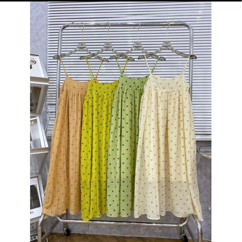 Váy Hai Dây Đũi Tơ Tim Hàng Hai Lớp Mã NT50