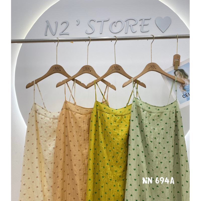 Váy Hai Dây Đũi Tơ Tim Hàng Hai Lớp Mã NT50