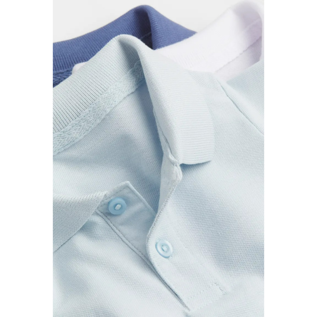 Set 3 áo polo trắng xanh 0744572008 HM H&M_authentic JP