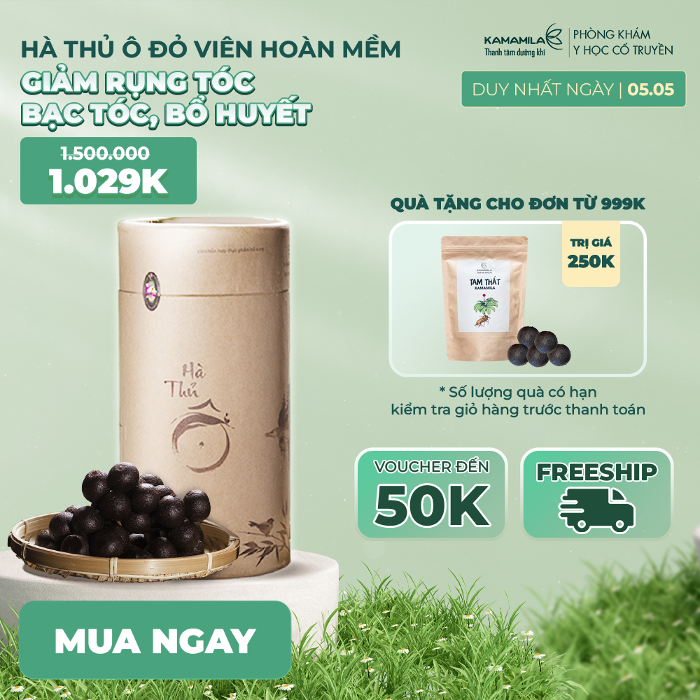 Hà thủ ô đỏ viên hoàn mềm Kamamila hỗ trợ giảm rụng tóc, tăng cường nội tiết tố, làm đẹp da-Hộp 500gr(60 viên) & 250gr
